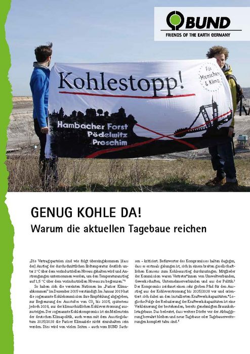 BUND Sachsen Faktenblatt zum Kohleaussteig