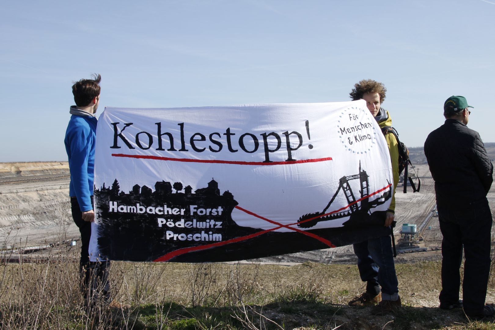 Banner Kohlestopp vor Tagebau Vereinigtes Schleenhain