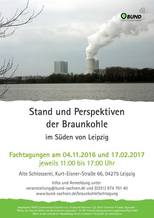 Plakat mit Ankündigungstext zur Tagung und Foto des KKW Lippendorf